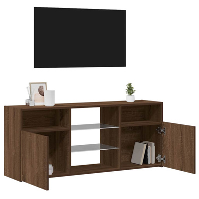 Szafka TV z oświetleniem LED, brązowy dąb, 120x30x50 cm