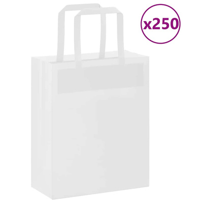 Torby papierowe 250 szt. z uchwytami białe 18x8x22 cm