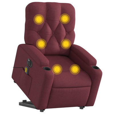 vidaXL Podnoszony fotel masujący, elektryczny, rozkładany, czerwony
