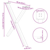 Nogi do stołu jadalnego w kształcie litery X 2 szt. Antracyt 90x(72-73) cm Stal