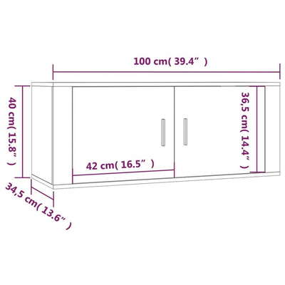 vidaXL Wiszące szafki telewizyjne, 3 szt., białe, 100x34,5x40 cm
