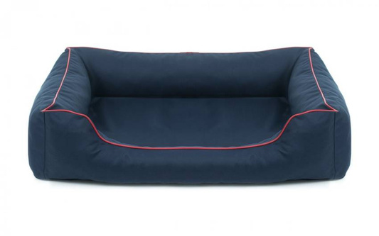 Legowisko dla psa Sofa Valencia Orthopedic w kolorze granatowym z czerwonym wykończeniem Rozmiar: XL - 120 x 90 cm - do samodzielnego złożenia