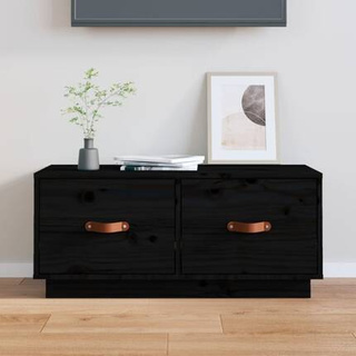 vidaXL Szafka pod TV, czarna, 80x34x35 cm, lite drewno sosnowe