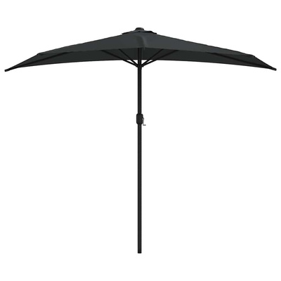 Półparasol balkonowy, aluminiowy słupek, czarny, 270x144x222 cm