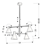 Lampa sufitowa czarno-złota mat regulowana 4x40W Less Candellux 34-72689