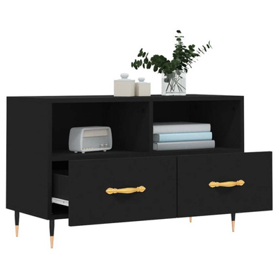 vidaXL Szafka pod TV, czarna, 80x36x50 cm, materiał drewnopochodny