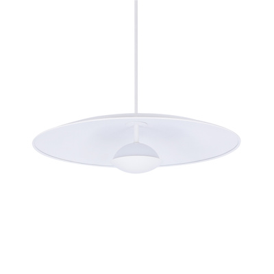 Lampa wisząca LUND 48 cm minimalistyczna – biały klosz talerz - skandynawska lampa do jadalni i salonu LED