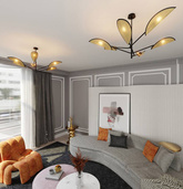 Lampa sufitowa  VENE 6 BLACK/RATTAN