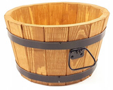 Donica ogrodowa drewniana okrągła wysoka 21 cm brązowa D35H21
