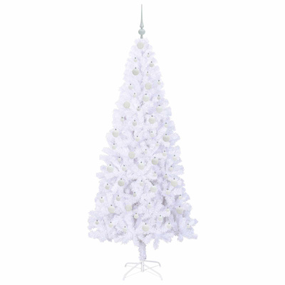 Sztuczna choinka z 300 diodami LED Biały 210 cm PVC i stal