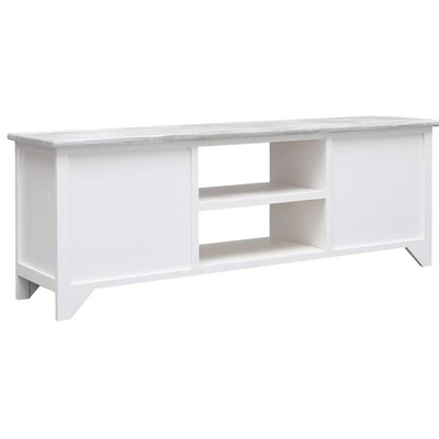 vidaXL Szafka pod TV, biało-szara,108x30x40 cm, drewno paulownia