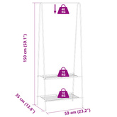 Wieszak na ubrania, 59 x 35 x 150 cm, biały