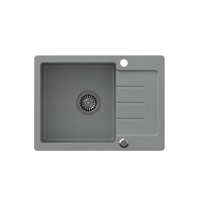 Zlewozmywak granitowy JOHNNY 116 – jednokomorowy, wpuszczany, silver stone/elementy stalowe, Quadron