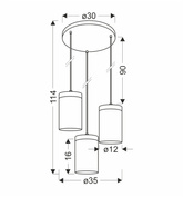 Wels lampa wisząca na plafonie 3X40 czarny+drewniany klosz dymiony 33-22011
