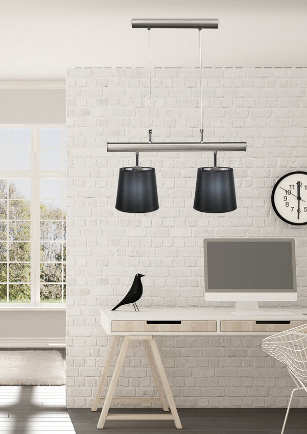 Lampa wisząca z abażurami Milonga podwójna czarny abażur do salonu