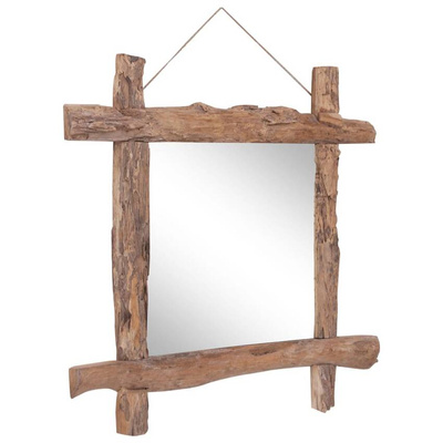 vidaXL Lustro w ramie z belek, naturalne, 70x70 cm, drewno odzyskane