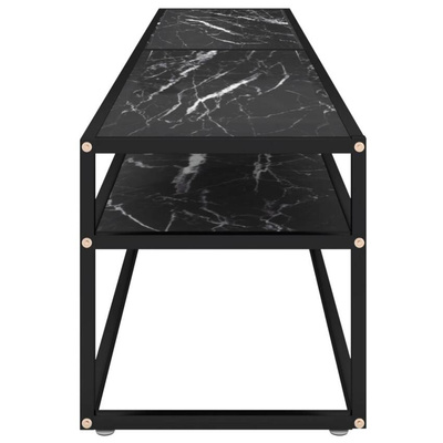 vidaXL Szafka pod TV, czarny marmur, 200x40x40,5 cm, szkło hartowane