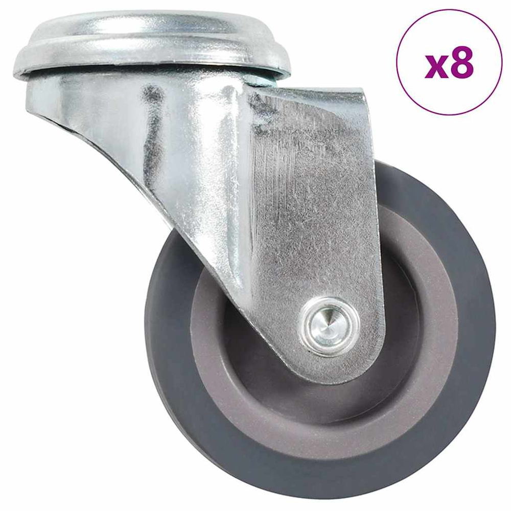 8 kółek skrętnych z otworem na śrubę, 50 mm