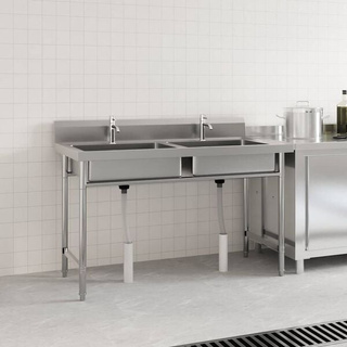 Zlewozmywak kuchenny, dwukomorowy, stal nierdzewna