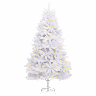 Sztuczna choinka z 300 diodami LED Biały 180 cm PVC i Metal