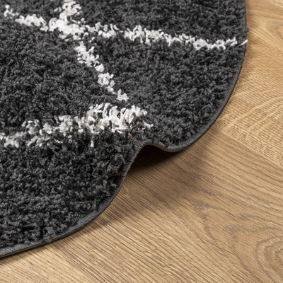 vidaXL Dywan z długim włosiem PAMPLONA, czarno-kremowy, Ø 120 cm