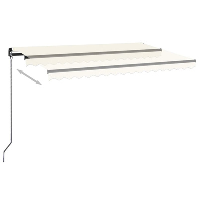 Ręcznie zwijana markiza z LED, 450x350 cm, kremowa
