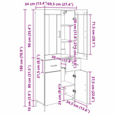 Highboard 2 szt. Czarny Dąb 69,5 x 34 x 180 cm