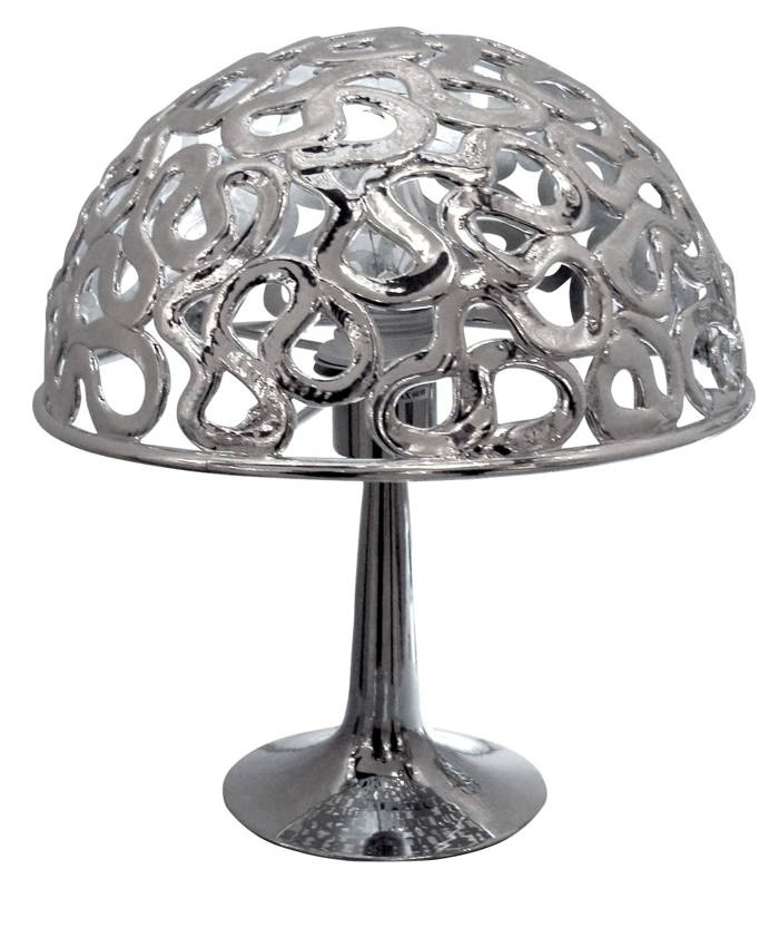Lampka nocna Lame chromowa z abażurem nowoczesna metalowa