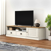 vidaXL Szafka pod TV VIGO, biała, 156x40x40 cm, lite drewno sosnowe