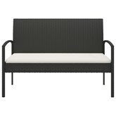 Ławka ogrodowa z poduszką, czarna, 105 cm, polirattan