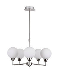 Lampa wisząca Logos pięciopunktowa szklana metalowa nad stół biała srebrna