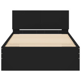 Rama łóżka z wezgłowiem, czarna, 100x200 cm