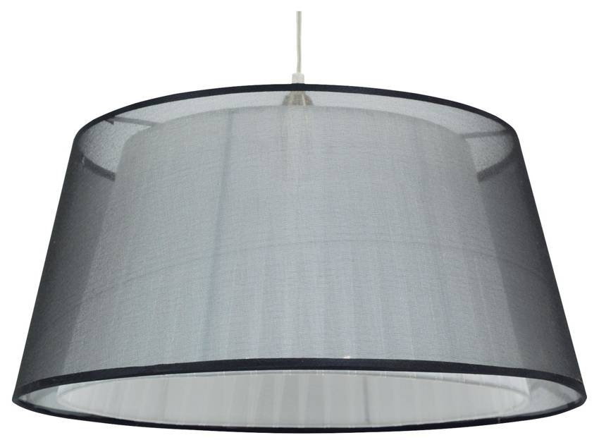 Lampa wisząca z abażurem Charlie tkaninowy podwójny abażur 45 cm do salonu