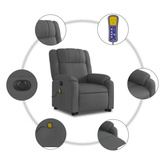 vidaXL Podnoszony fotel masujący, elektryczny, rozkładany, ciemnoszary