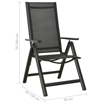 vidaXL Składane krzesła ogrodowe 2 szt., textilene i aluminium, czarne