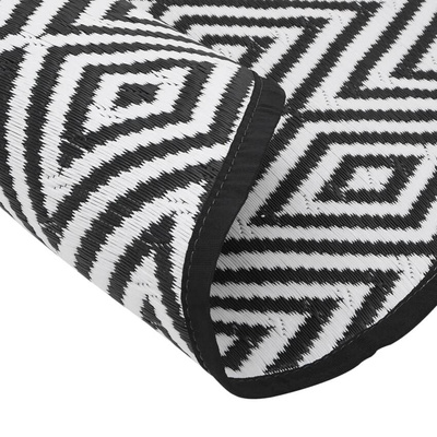 Dywan na zewnątrz, biało-czarny, ?120 cm, PP vidaXL