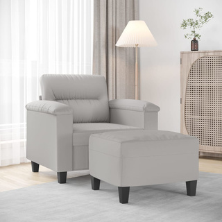 Fotel z podnóżkiem, jasnoszary, 60 cm, obity mikrofibrą vidaXL