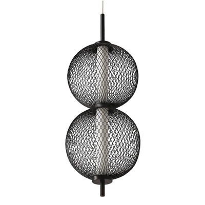 Lampa wisząca druciana PUMA z kloszami kulami 14 x 38 cm – designerskie oświetlenie salonu LED 3000K