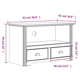 vidaXL Szafka pod TV BODO, 2 szuflady, szara, 91x43x56 cm, sosnowa