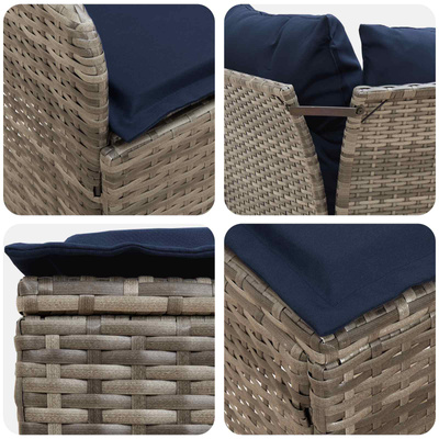 2 szt. Sofa ogrodowa z podłokietnikami i sofą narożną Rattan PE