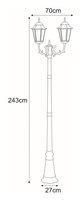 Wysoka zewnętrzna lampa stojąca K-7006A2/2 czarna/złota z serii LOZANA KAJA