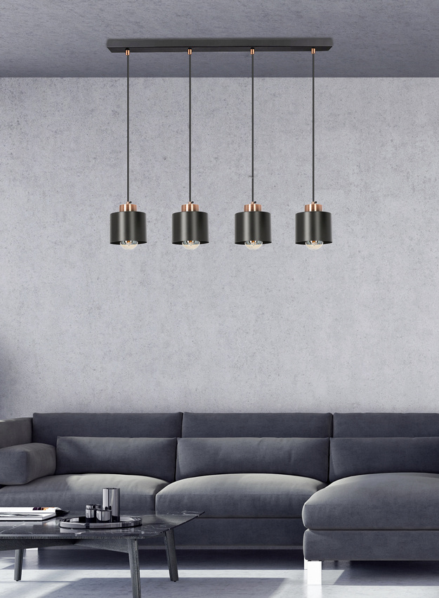 Lampa wisząca Olena czarna 4-punktowa metalowa nad stół do jadalni