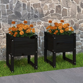 vidaXL Donice, 2 szt., czarny, 40x40x52,5 cm, lite drewno sosnowe