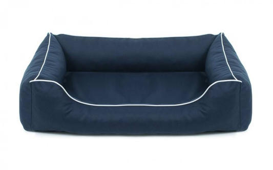 Legowisko dla psa Sofa Valencia Orthopedic w kolorze granatowym z białym wykończeniem Rozmiar: M - 80 x 60 cm