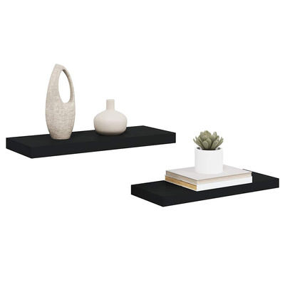 vidaXL Półki ścienne, 2 szt., czarne, 60x23,5x3,8 cm, MDF
