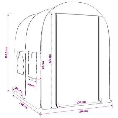 Szklarnia z ramą 160 x 200 x 192,5 cm PVC przezroczysty
