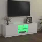 vidaXL Szafka pod TV z oświetleniem LED, biała, połysk, 120x30x35,5 cm