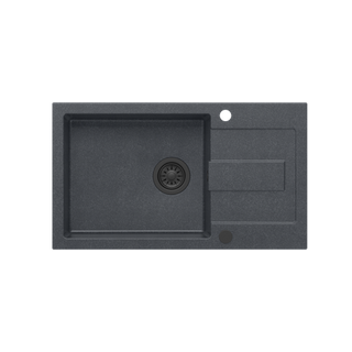 CHRISTIAN 136 XL zlewozmywak granitowy 1-komorowy czarny (78x45x18,5) z zaślepką i odpływem czarnym (komora 45x38 cm)
