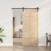 Drzwi przesuwne naturalny 80 x 208 cm Lite drewno sosnowe