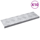 Stopień Prostokątny 10 pcs Srebrny 60 x 18 x 2,5 cm Aluminium